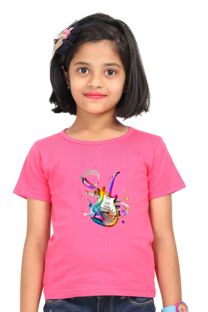 Girl's Cotton T-Shirt - Guitar