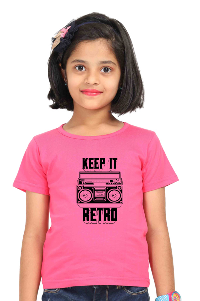 Girls Cotton T-Shirt - Keep It Retro Music