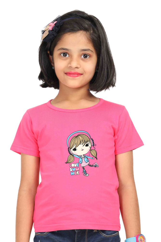 Girl's Cotton T-Shirt - Love Summer