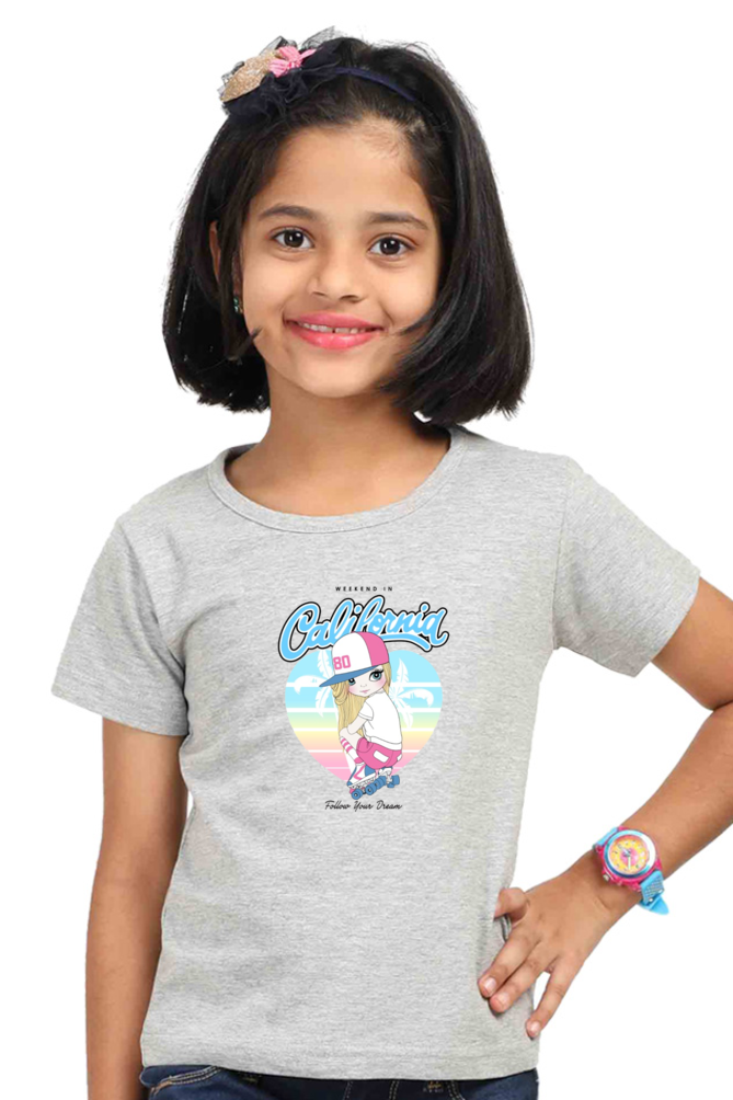 Girl's Cotton T-Shirt - California