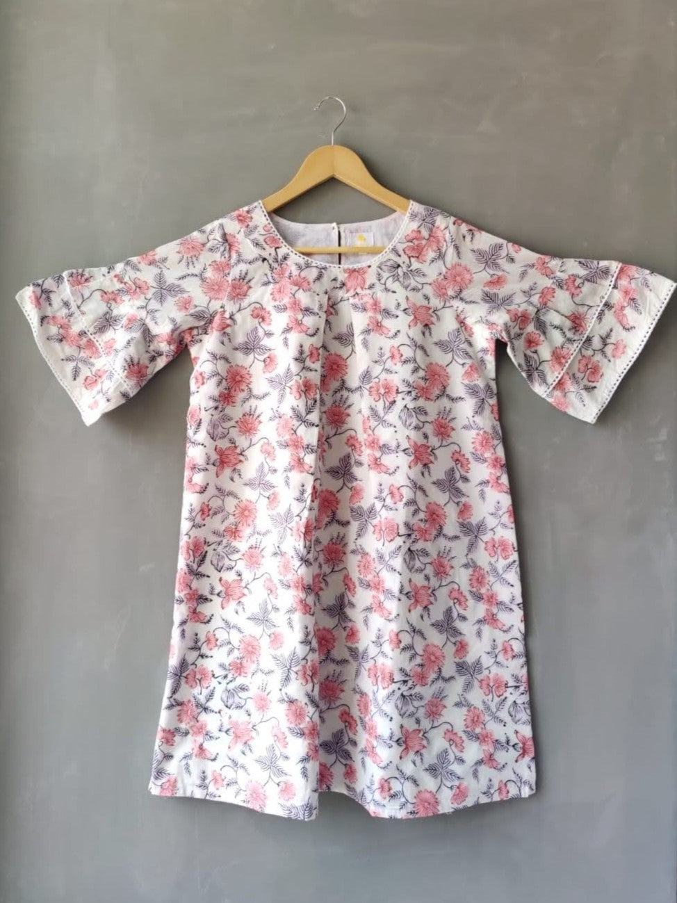 Floral Patterned A-Line Dress - Pink