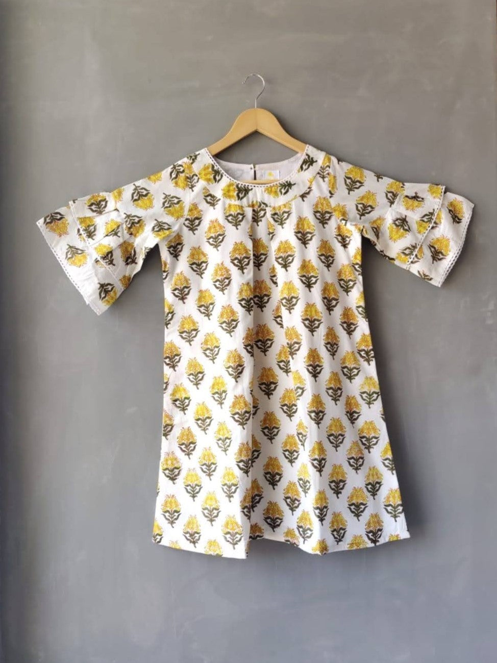 Floral patterned A-line Dress - Yellow