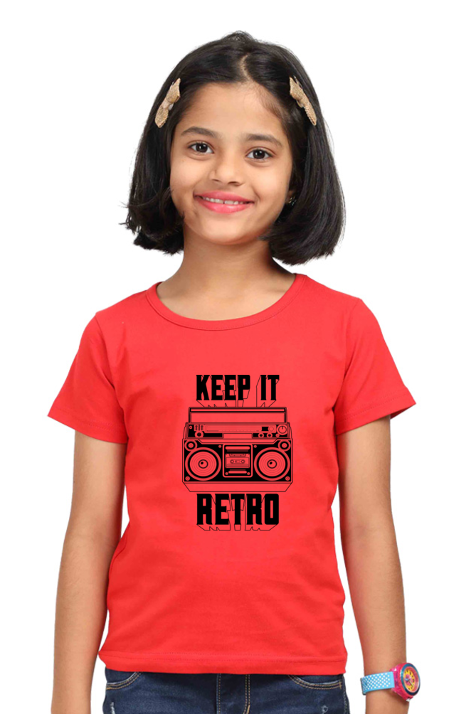 Girls Cotton T-Shirt - Keep It Retro Music