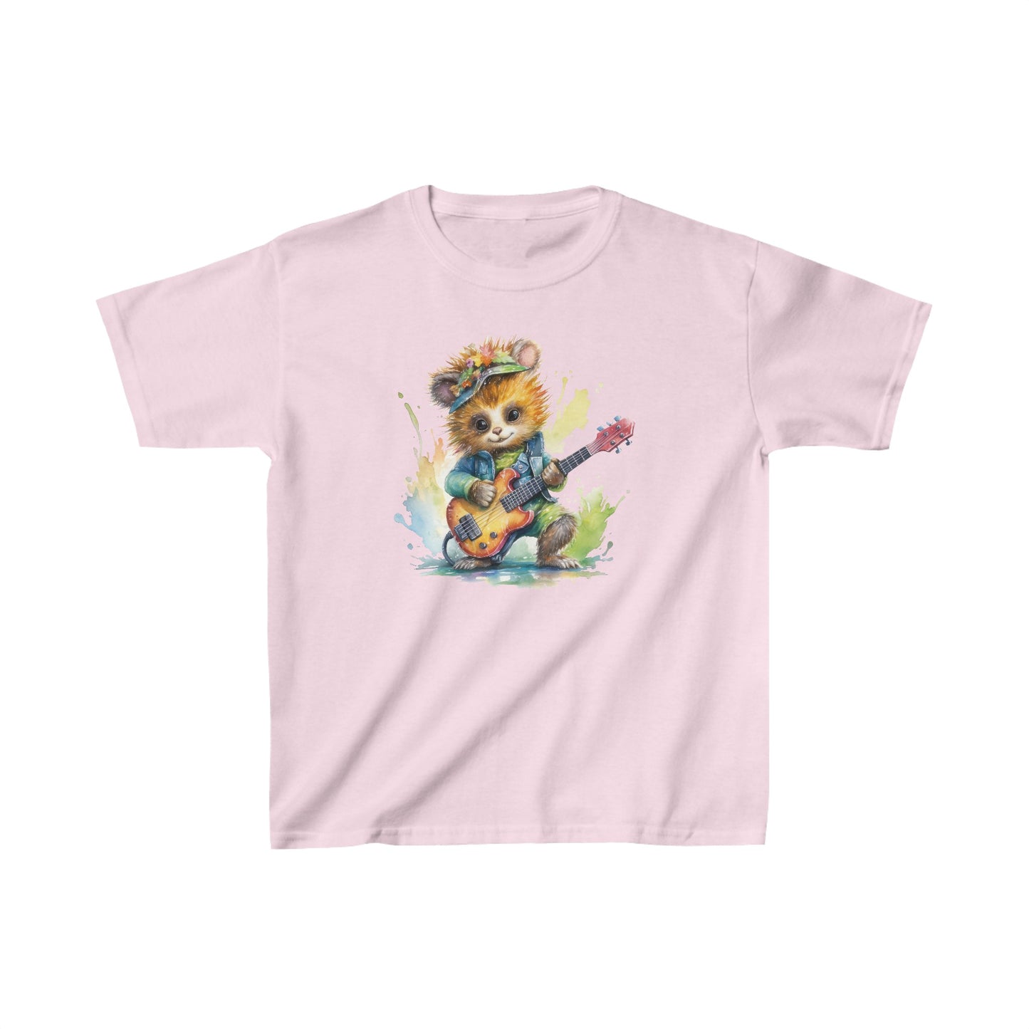 Kids Heavy Cotton™ Tee - Kitten playing Guitar