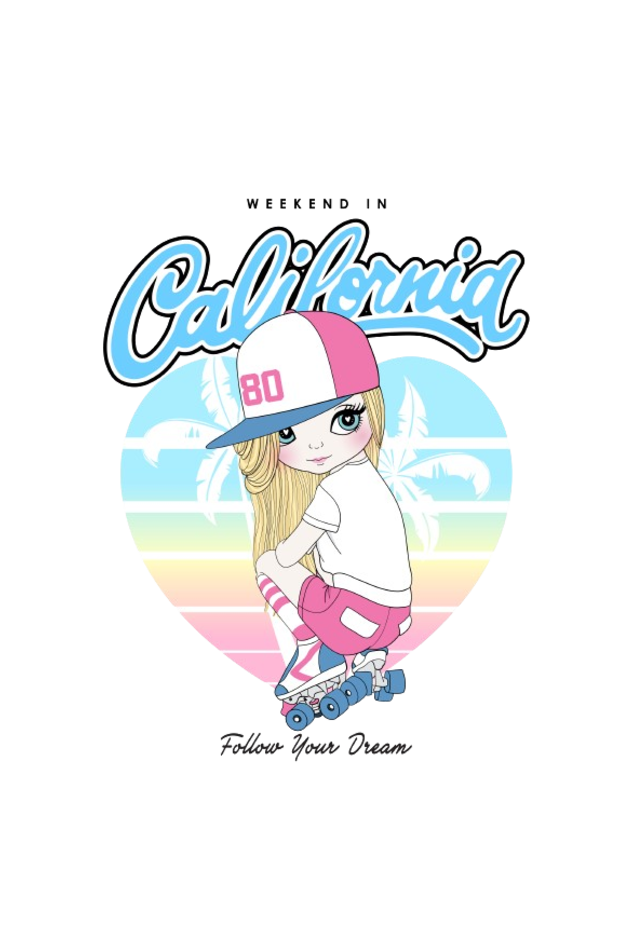Girl's Cotton T-Shirt - California