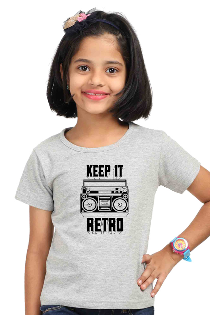 Girls Cotton T-Shirt - Keep It Retro Music